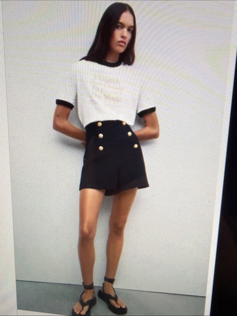 NWT Zara Black High-Waist Sailor Gold Button Hottie SHORTS Nautical Fun Summer S - Picture 14 of 16